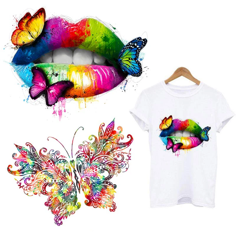Adhesivos termoadhesivos ropa, adhesivos para ropa, labios, Flores, apliques ropa, camisetas, rayas|Parches| - AliExpress