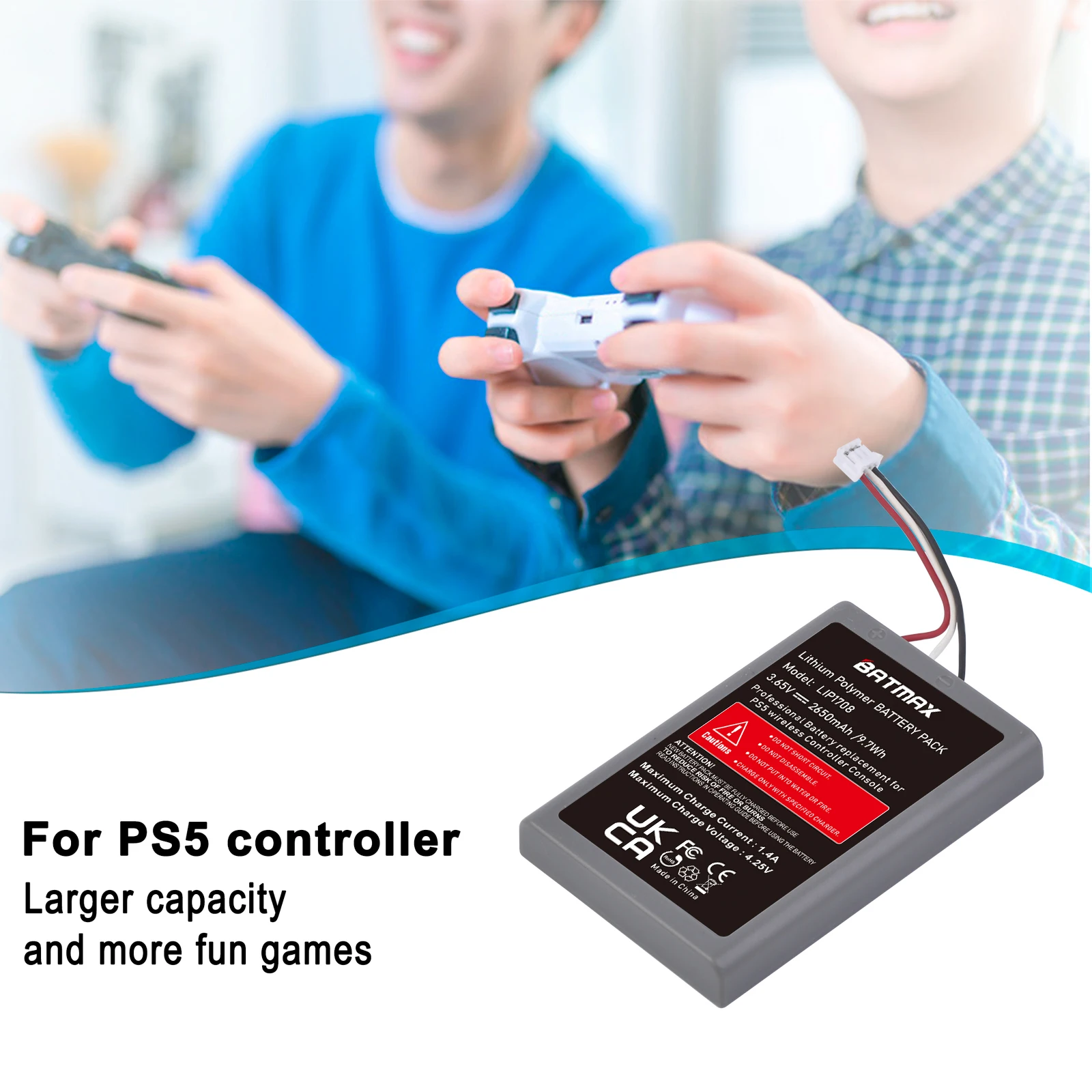 Bateria do Controlador de Ps5 Batmax Substitui para Sony Playstation Lip1708 Dualsense 2650mah Cfi-zct1w Cfi-zct1j Controlador sem Fio - Image 3