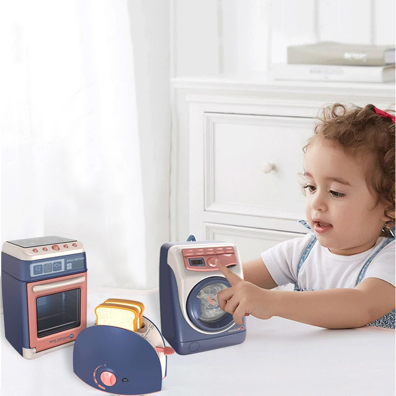 Kawaii Mini elettrodomestici giocattoli da cucina bambini finta di giocare  lavatrice aspirapolvere giocattolo tostapane fornello giocattoli ragazze -  AliExpress