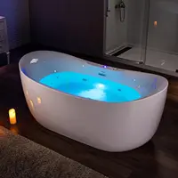 Whirlpool Water Jetted and Air Bubble Freestanding Heated Soaking Combination Bathtub with LED control panel 1