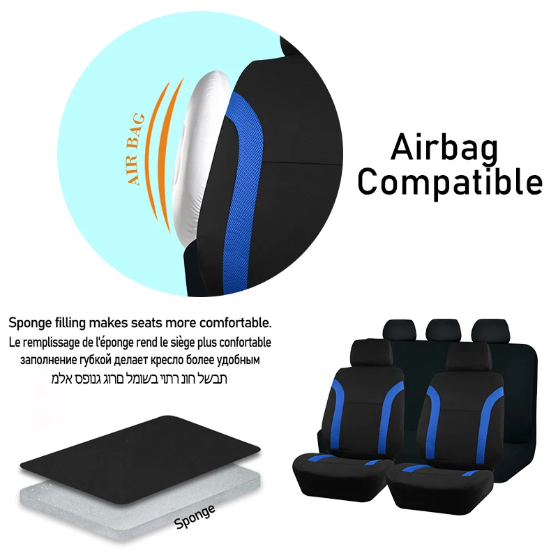 AUTO PLUS Juego de fundas de asiento de coche de poliéster, universales, deportivas, se ajustan a la mayoría de coches, de tela lisa, Bicolor, elegantes accesorios de coche, Protector de asiento