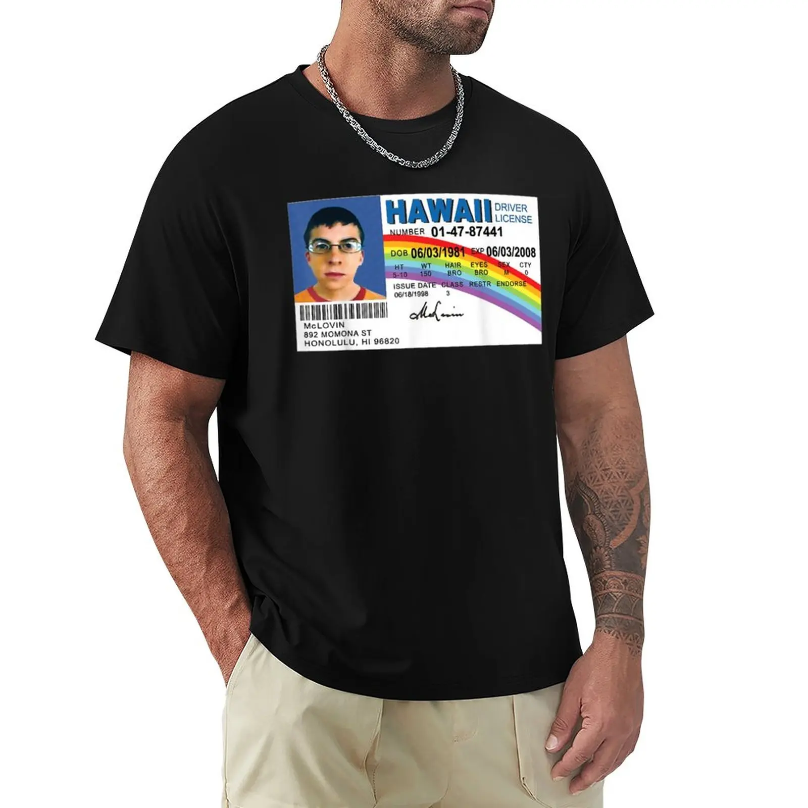 

Модная мужская футболка McLovin, футболка с рисунком, футболка с рисунком из аниме, индивидуальные футболки, мужская футболка, футболки с рисунком
