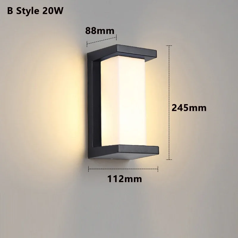 thumbnail image 1 of Luz de pared LED para exteriores, impermeable, 20 W, CA 85-265 V, IP65, sensor de movimiento, luz para porche, balcón, jardín, montaje en superficie, 1 of 5