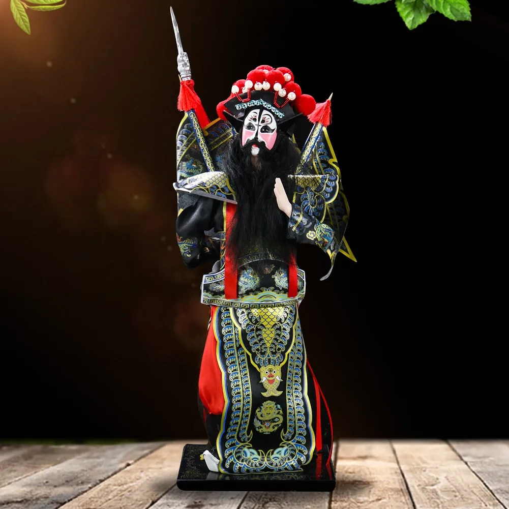 

Chinoiserie Beijing Opera Costume Zhang Fei Silk Textiles Doll Crafts Souvenir Gift Ornament Mascot Amulet Feng Shui Desk Decor