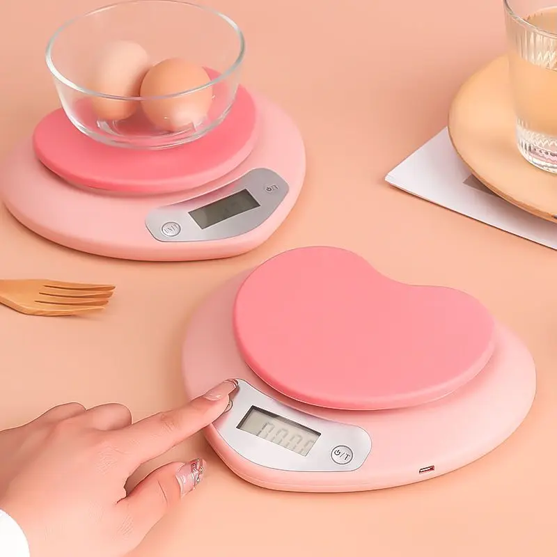 1pc Heart Shaped Kitchen Baking Scale Electronic Food Scale, Pink,  Household Electronic Weight Scale Lb-08