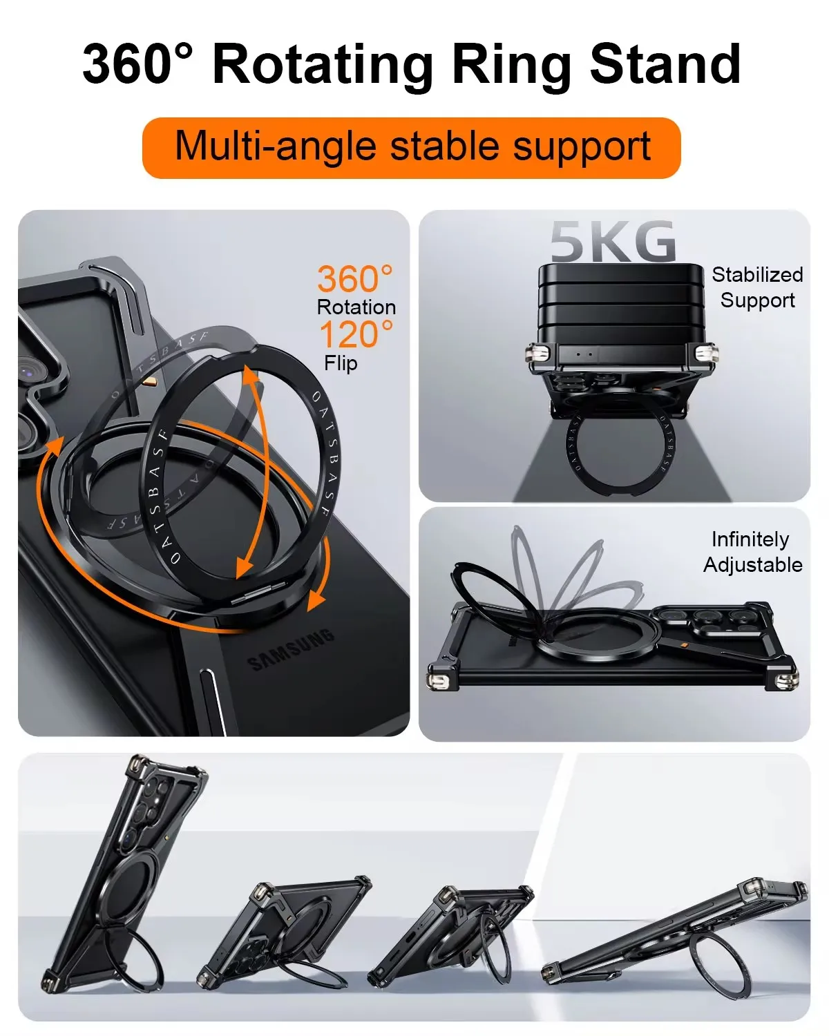 Metal MagSafe Z Shape Phone Case for Samsung Galaxy S24S25 Ultra - 360 Rotating Bracket Cover