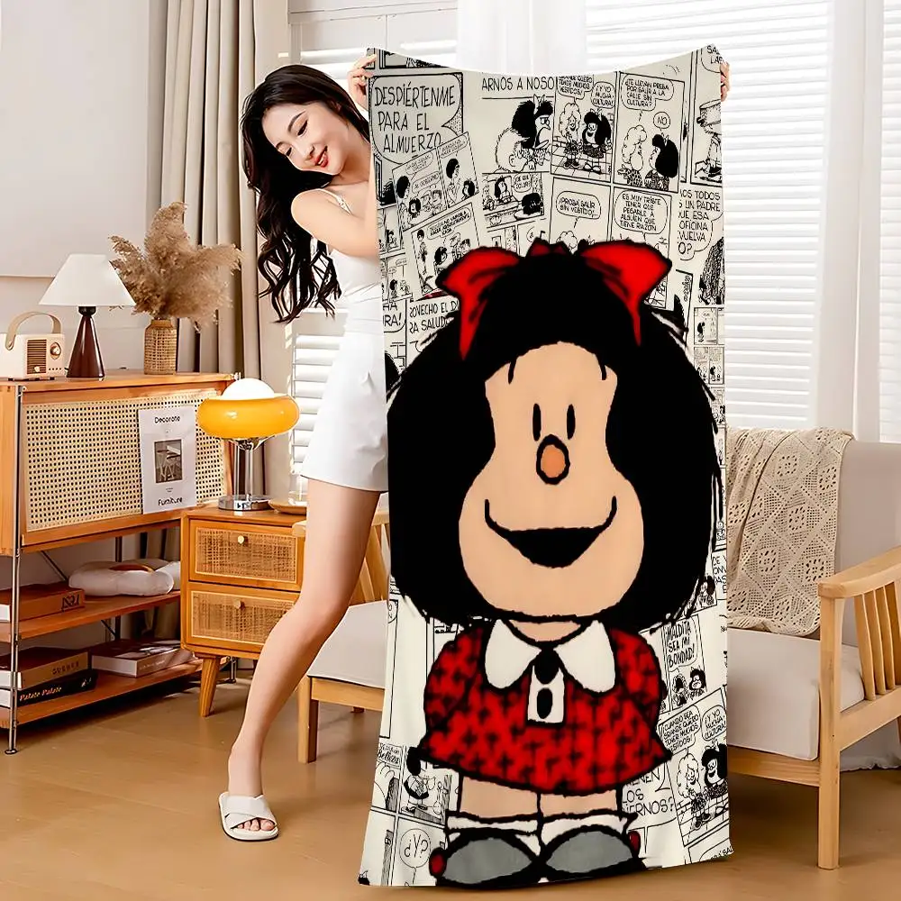 Cartoon Mafalda Microfiber Printed Beach Towel Mountain Climbing Yoga Beach Swimming Running Absorbent Soft Towel