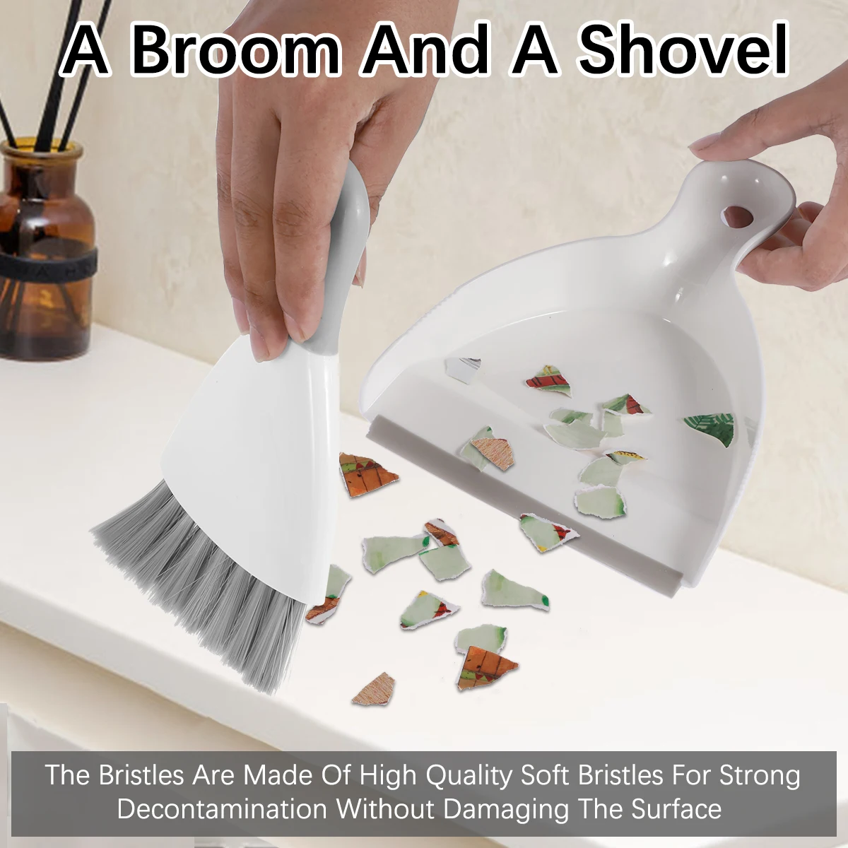 Portable PP Mini Dustpan and Brush Set for Desktop Cleaning