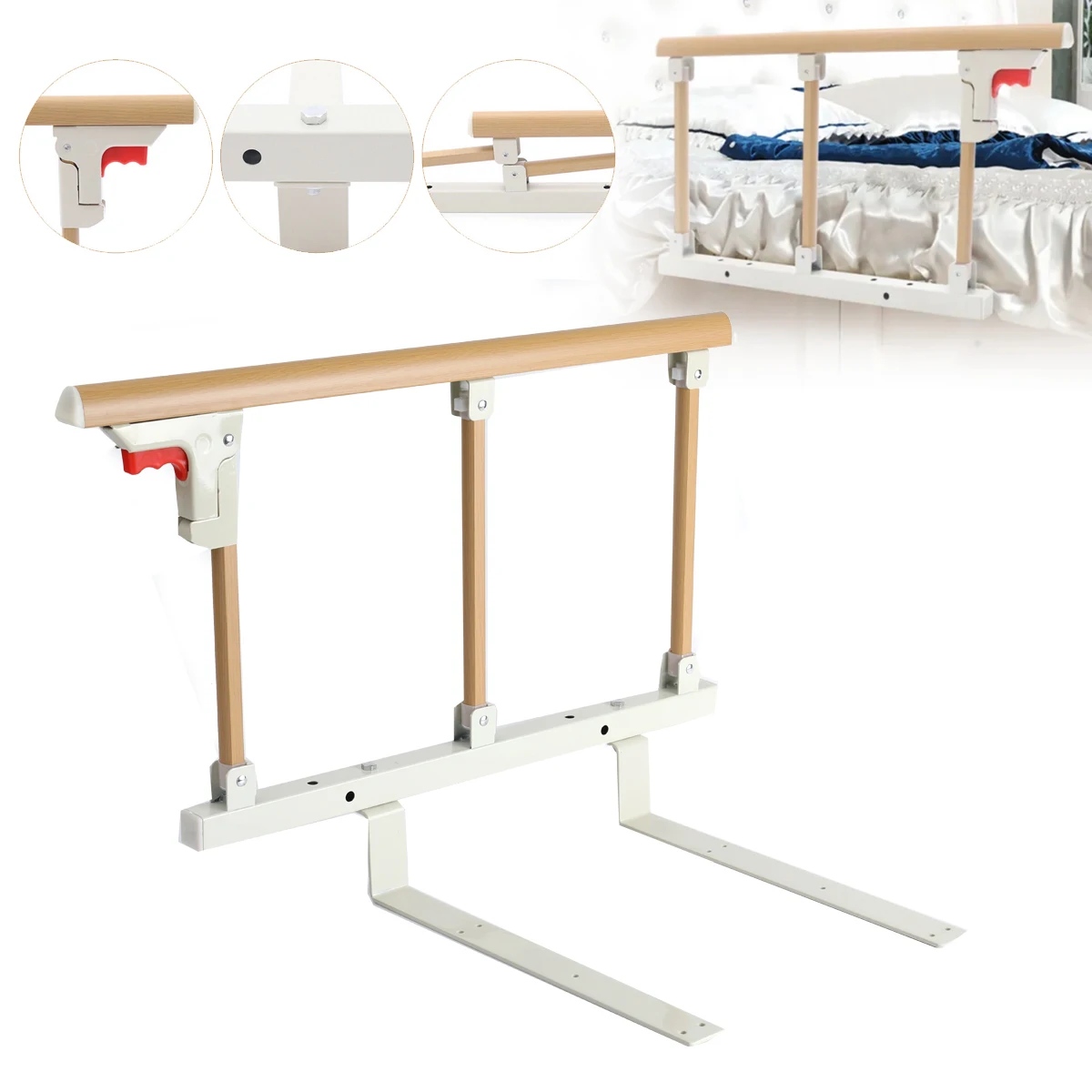 Bettgitter-Einfassung Faltbare Bettgitter für Erwachsene Sicherheitsbarriere Sicherheitsgeländer für Senioren Bettgitter mit Sicherheitsgriff – Detail 14