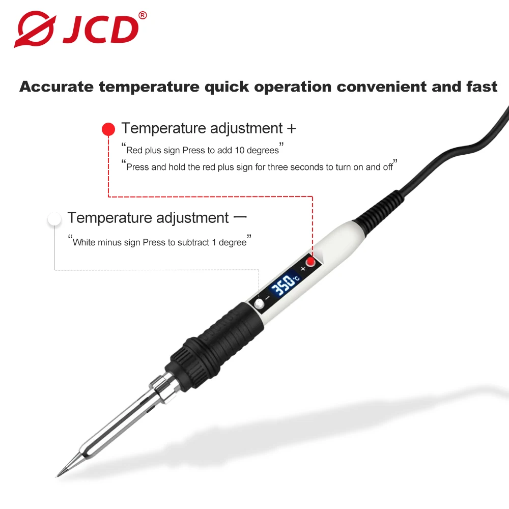 JCD 80W Digital Electric Soldering Iron Kit Adjustable Temperature 110V 220V Welding Tool Ceramic Heater Soldering Tips Rework 3