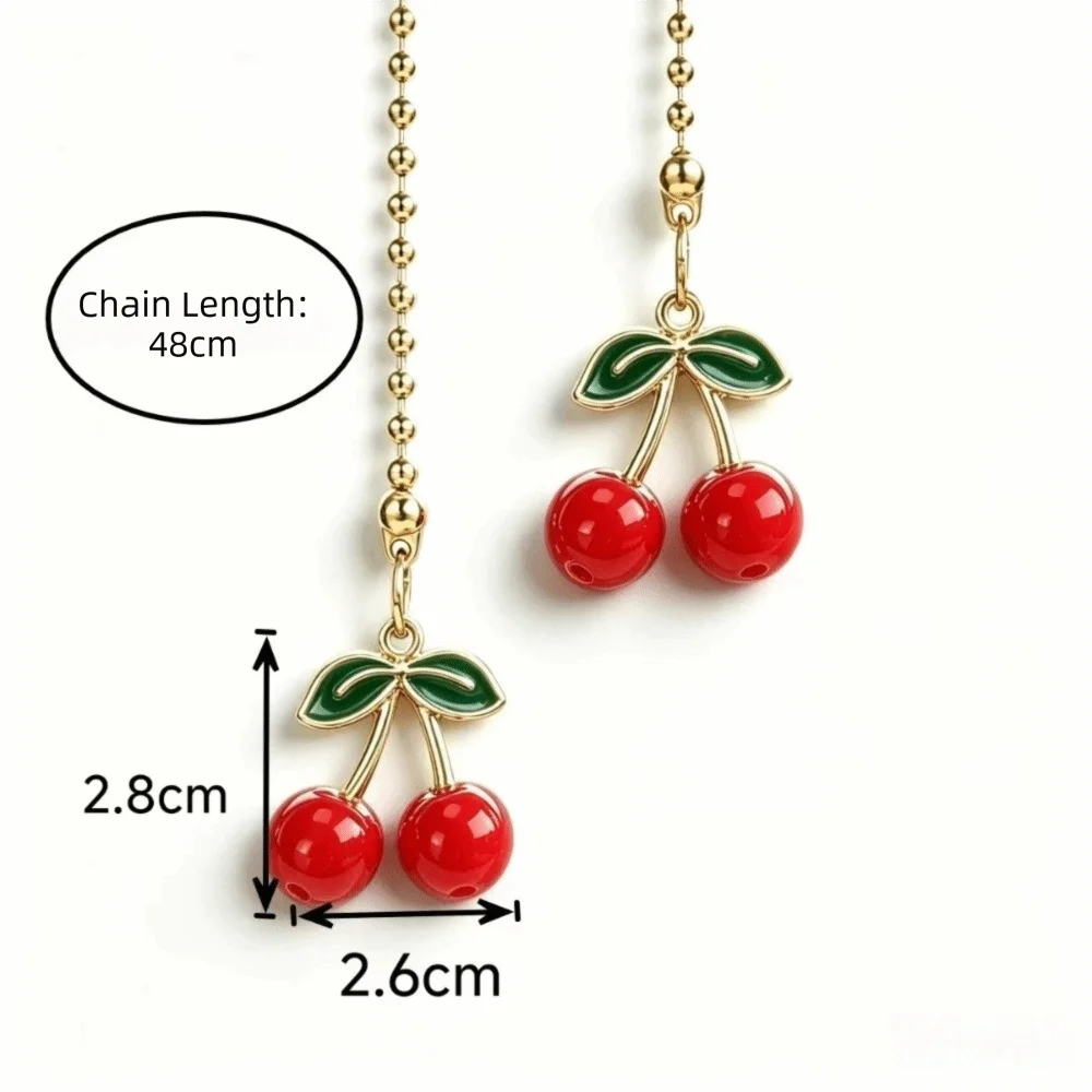 Red Cherry Mirror Pendant Car Interior Decor Ornament