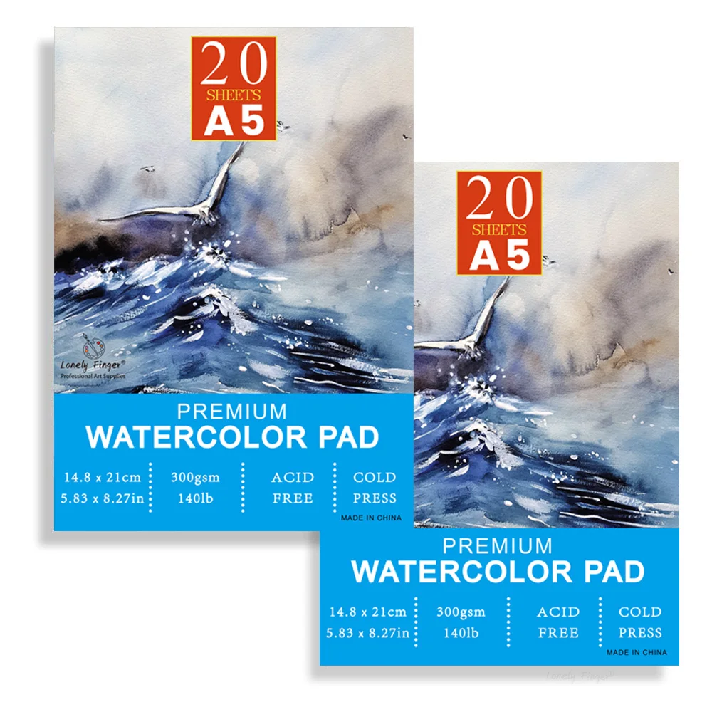 Premium Cold-Pressed Watercolor Paper Pad, 140lb/300gsm, 20 Acid-Free Sheets