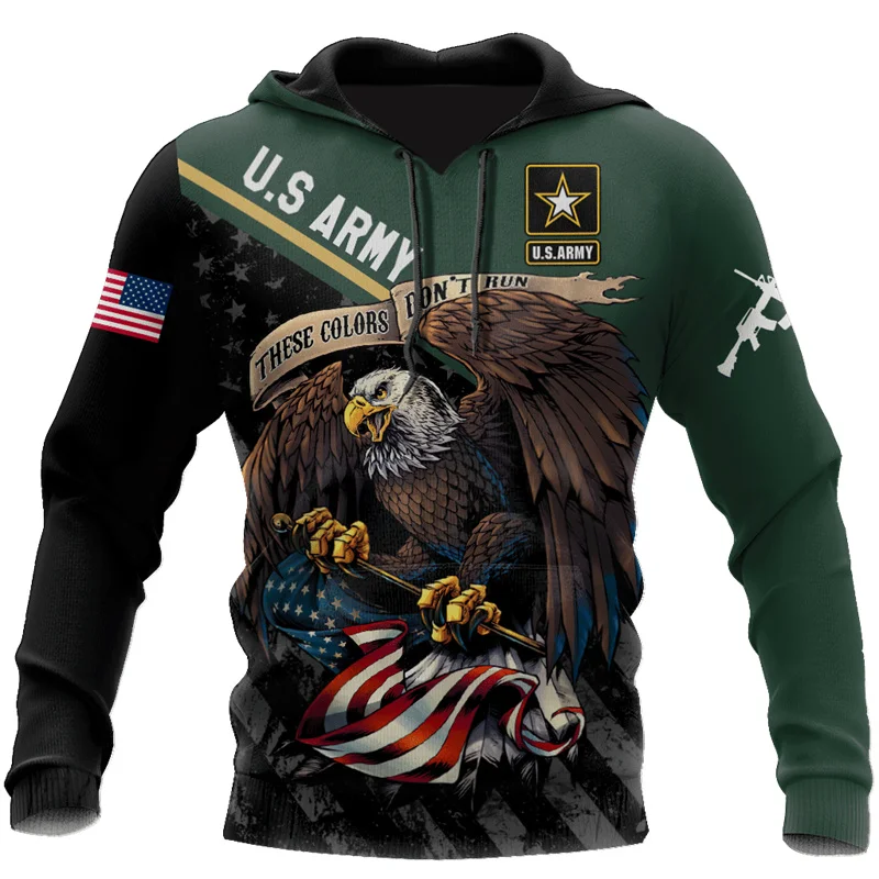 

3D US Army Camouflage Print Hoodies For Men Sodier Veteran Military Hooded Hoody Kid Fashion Hip Hop Pullovers Harajuku Clothing