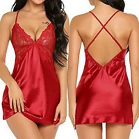 Women Sexy Lace Sling Lingerie Nightwear Robe Babydoll Attractive Sexy Sleepwear Charming Night Dress Sleep Wear 1pcs - Image 2