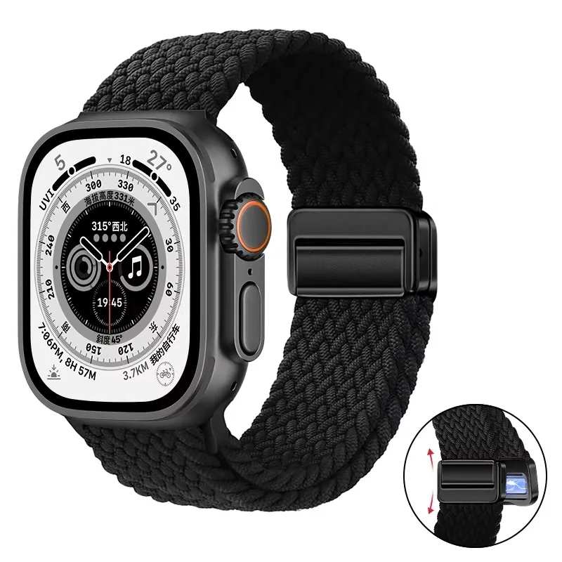 Breathable Nylon Braided Strap for Apple Watch - Adjustable Wristband