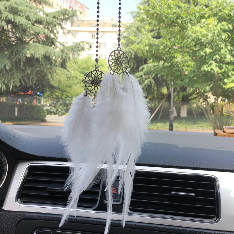 

Dream Catcher Car Pendant for Girls Feather Mirror Hanging Pendant Home Decor Lucky Car Ornament Girls Car Interior Accessories