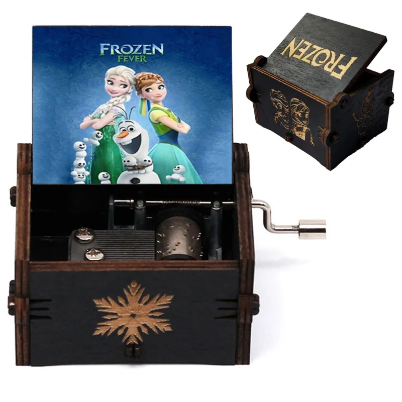 Wooden Music Box Frozen Beauty and Beast Hand Cranked Home Decoration Carved Musical Box Valentines Day Birthday Gif 3