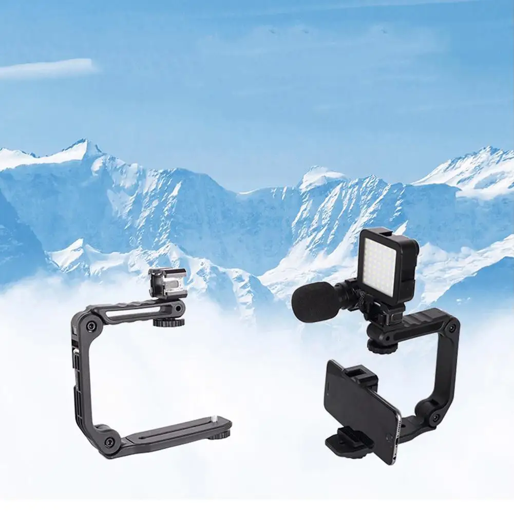 Phone camera handle bracket Type-C stabilizing handle bracket handheld grip holder portable U-shaped folding flash light support
