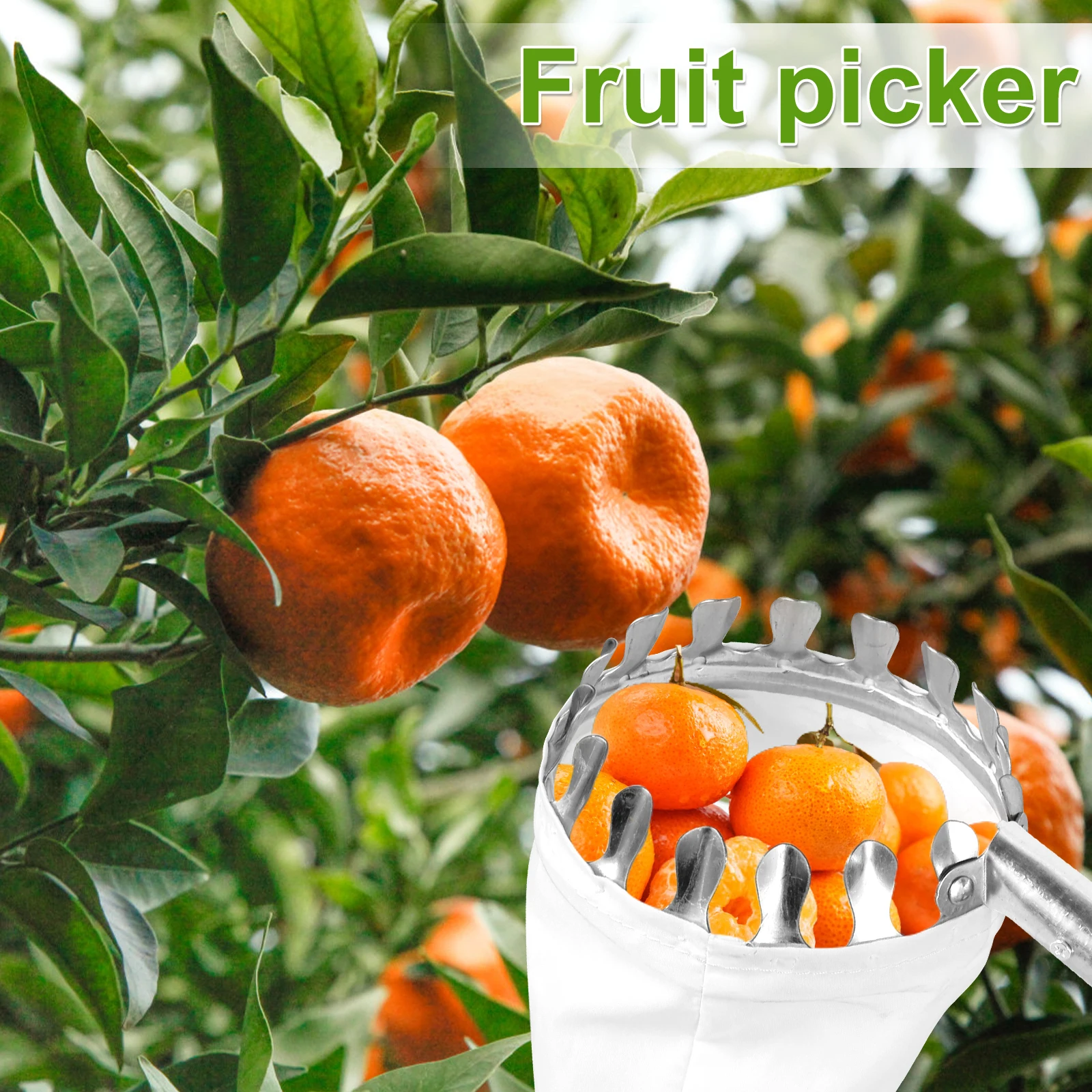 Description Picture 4 of itemFruit Picker Fruit Picking Tool with Storage Bag Stainless Steel Orange Picker Tool Tree Fruit Catcher Lightweight Fruit