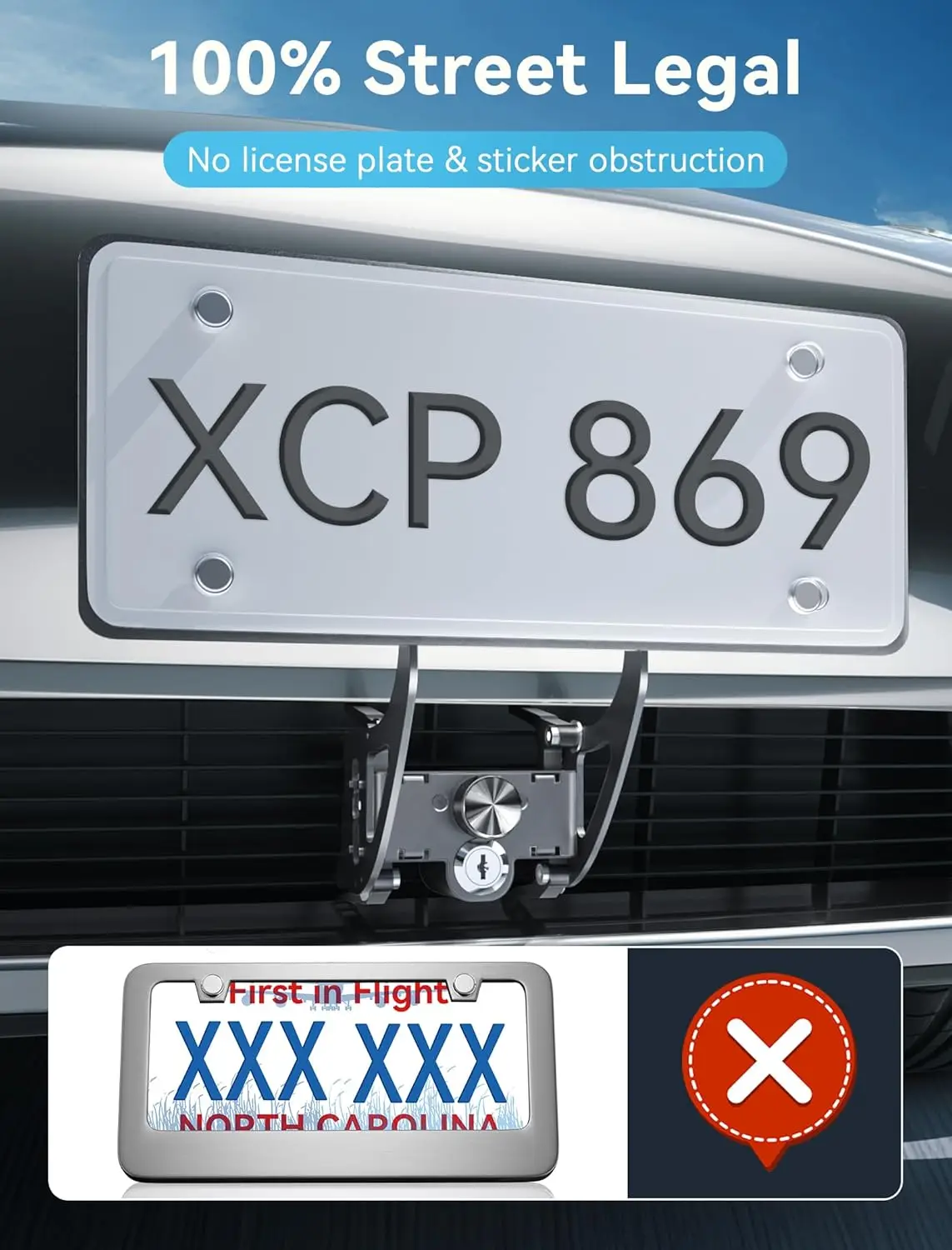 テスラ用ロック可能ナンバープレートホルダー,ブラケット取り付け