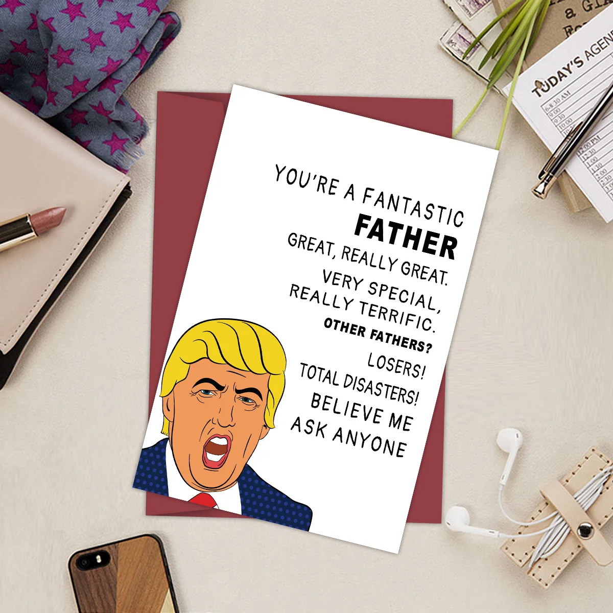 

1PC Funny Trump Father's Day Card, Father, Creative Dad Birthday, Humorous Greeting Cards. Believe Me, Best Dad Very Special