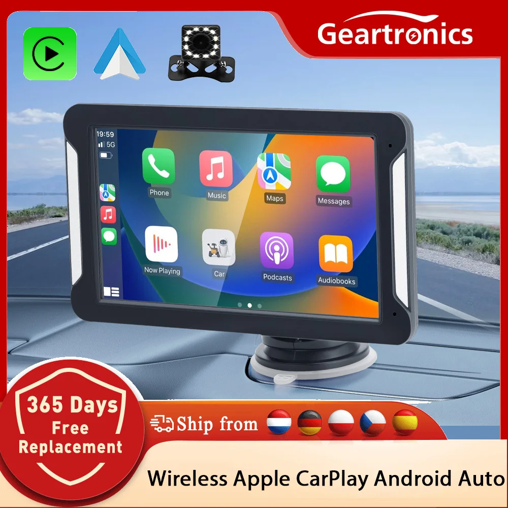 Autoradio Da 7 Pollici Portatile Wireless Apple Carplay Android Auto Stereo Multimedia Touch Screen Navigazione Bluetooth