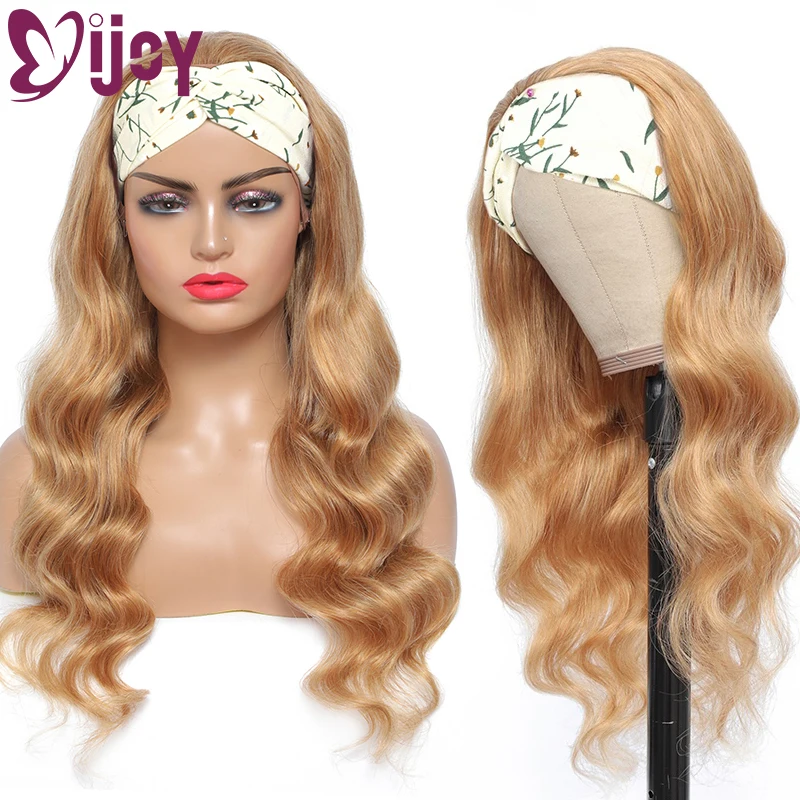 

Honey Blonde Body Wave Headbands Wigs Brazilian Human Hair Wigs For Black Women IJOY Full Machine Made Wig Non-Remy Wave Wigs