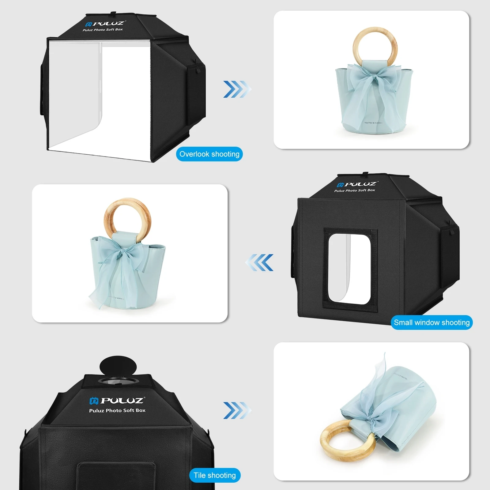 Photo Light Box 40cm/16" Portable Studio Folding Shooting Tent Kit with 4 Colors PVC Backdrops 480PCS LED Photography Lighting