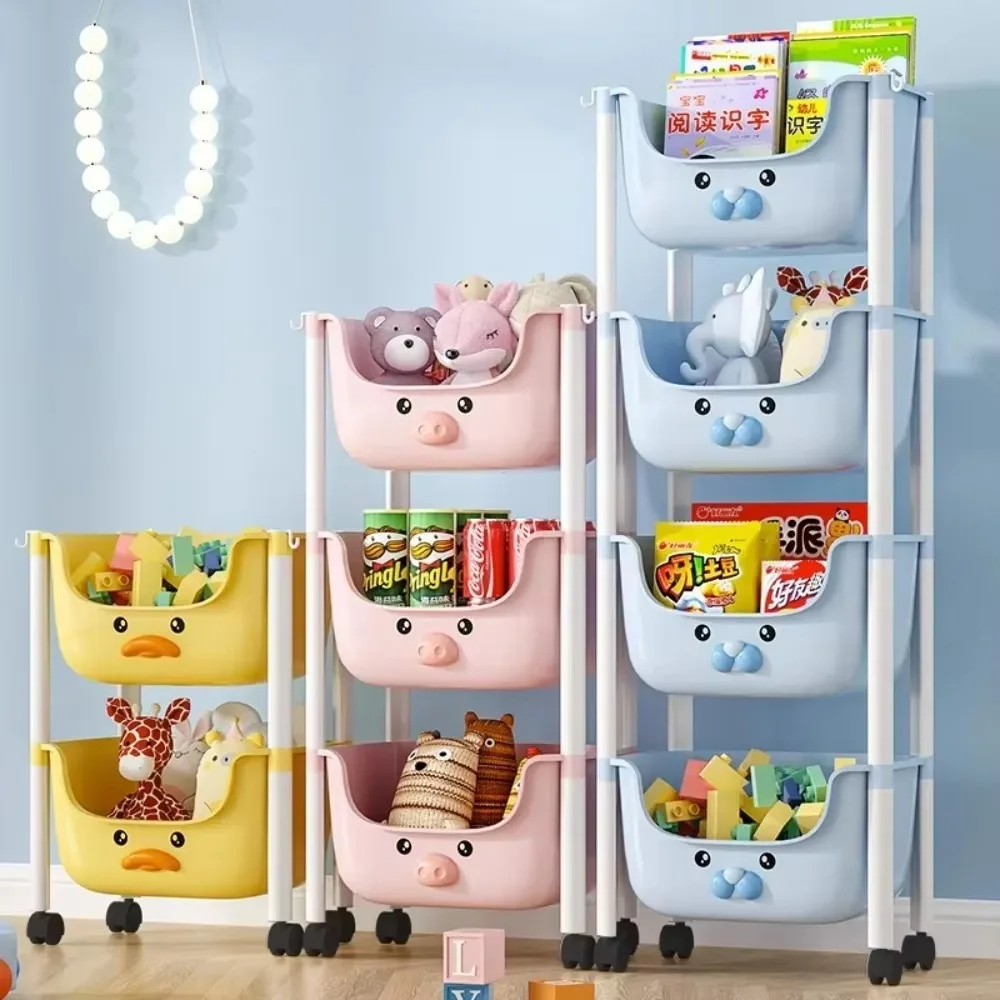 Toy Storage Trolley for Miscellaneous Items U-Shaped Opening Design Household Multi-Layer Kitchen Fruit Vegetable Storage Rack