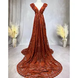 Don&Judy Maternity Dresses Sexy V Neck Baby Shower Photo Shoot Wedding Party Evening Gown for Pregnant Women Photography Clothes