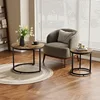 Nesting Coffee Table Set of 2, 23.6" Round Coffee Table Rustic Wood Top with Adjustable Non-Slip Feet, Industrial End Table 6