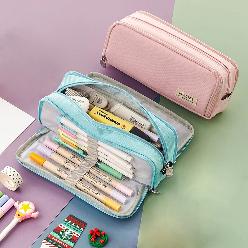 Largecapacity Pencil Case For Boys And Girls Kawaii Threelayer Bag