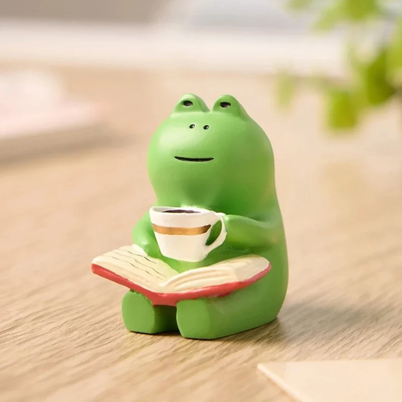 1set Frog Rocker Chair Cute Japanese Healing Small Decoration Office Desktop Decoration Car Center Control Decoration 4