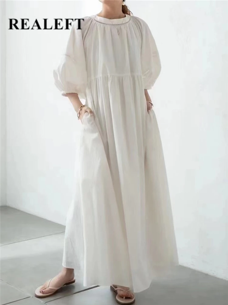 2023 신상 여성용 랜턴 소매 셔츠 드레스, 레이스업 캐주얼 스타일, 루즈한 스트레이트 롱 드레스, 용수철 가을 패션