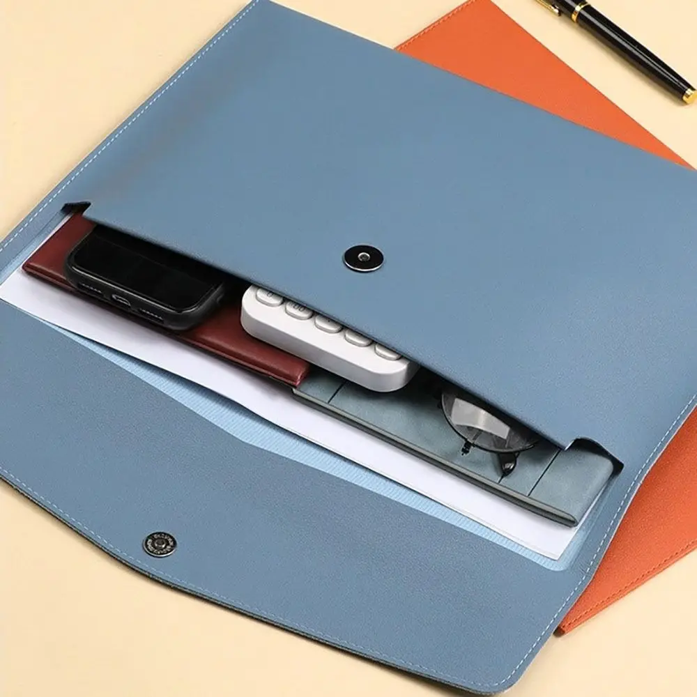 Stationery Dustproof Leather Leather Document Pouch Large Capacity A4 Leather File Folder File Organizer Pouch for W