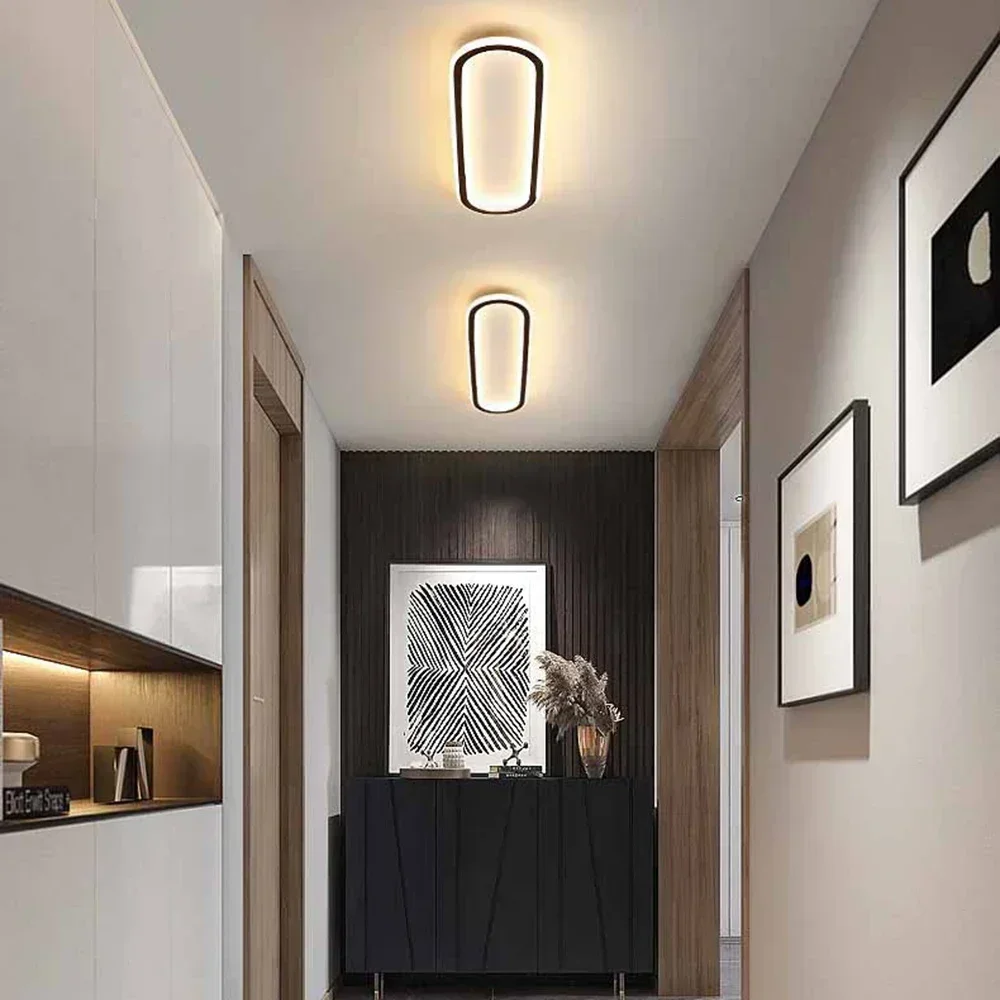 Modern LED Ceiling Light Oval Black Aisle 40/60/80cm Ceiling Light For Bedroom Porch Living Room LED Indoor Lamps and Lighting