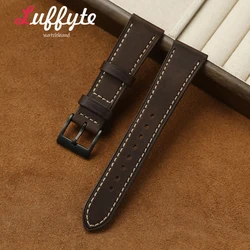 Premium Genuine Leather Watch Band - Comfortable and Durable Wrist Strap for Men's Watches (Dark Brown)