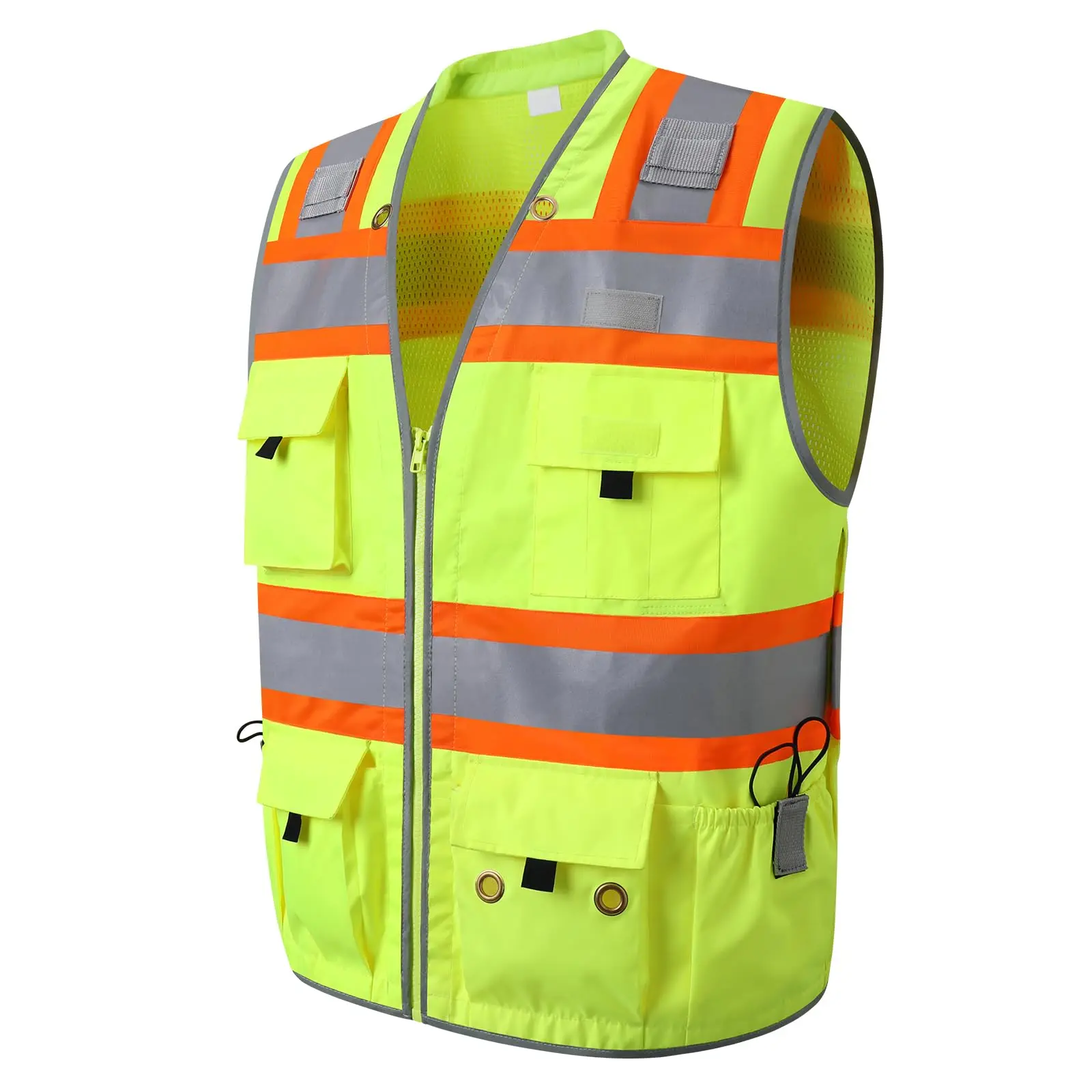 Surveyor Safety Vest Reflective for Men Class 2 Safety Vests with Pockets and Zipper High Visibility Vest