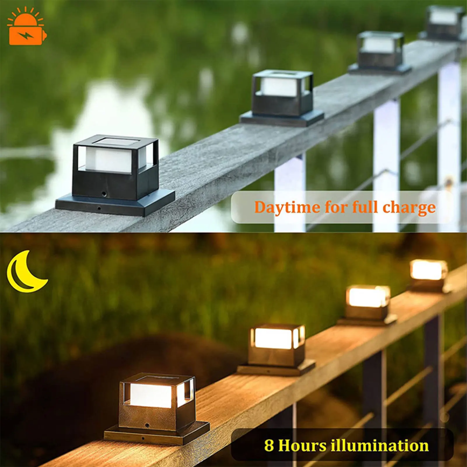 

1Pcs Solar Post Lights Outdoor IP65 Waterproof LED Deck Fence Cap Light for Porch Stairs Lawn Home Courtyard Garden Decoration