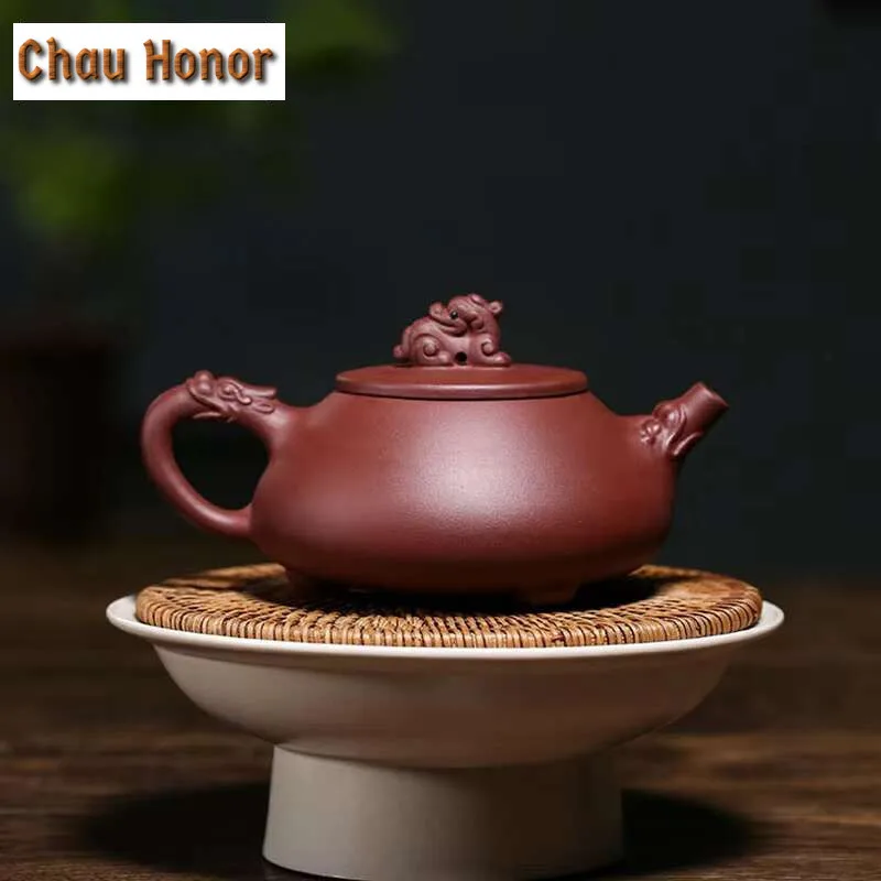 250ml Authentic Yixing Raw Ore Purple Clay Teapot Famous Handmade Sculpture Household Chinese Kung Fu Tea Set Accessories Gifts