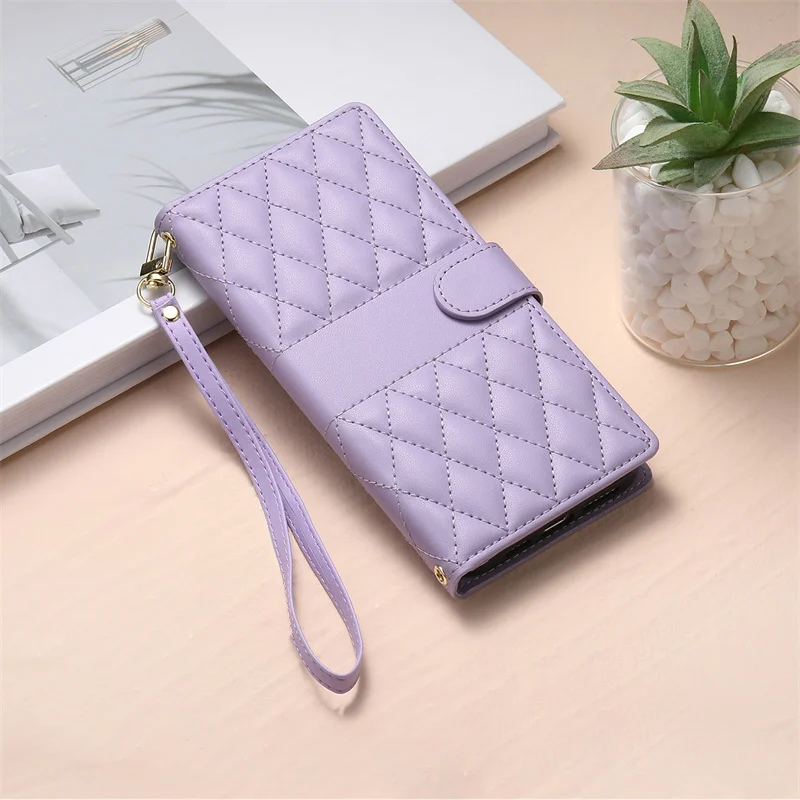 Elegant Leather Wallet Phone Case with Long Lanyard