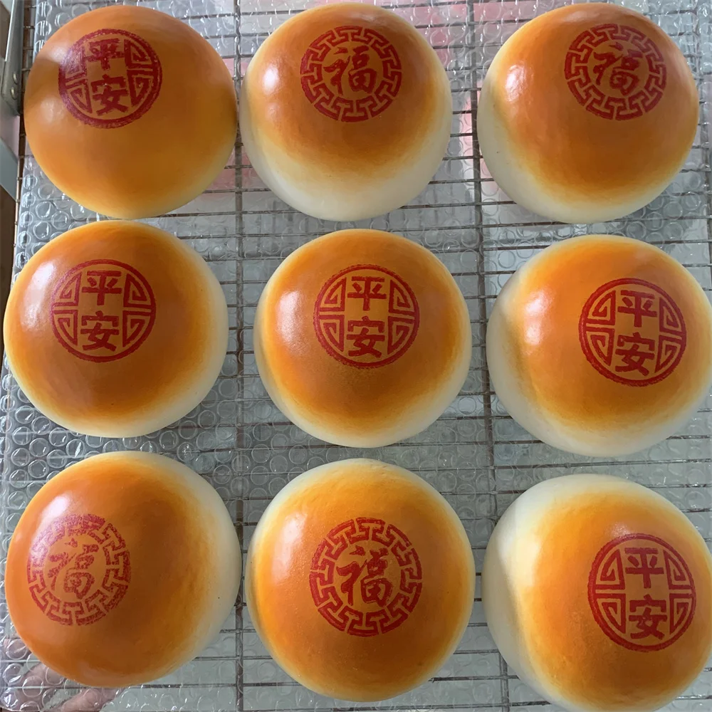 Mochi Steamed Bread China Town Traditional Cheese Print Round Lucky Safety Snack Cart Display Props Faux Food Model Slow Rebound food model food photography props kitchen food toys bread food model