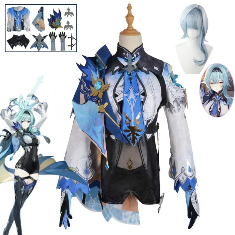 

Game Genshin Impact Eula Lawrence Cosplay Kostum Halloween Sexy Women's Uniforms Party Reveal Costume Cute Game Set