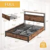 bedstead.Full Bed Frame with 2-Tier Storage Headboard, Metal Platform Bed Frame with 4 Storage Drawers,Built in Charging Station 2