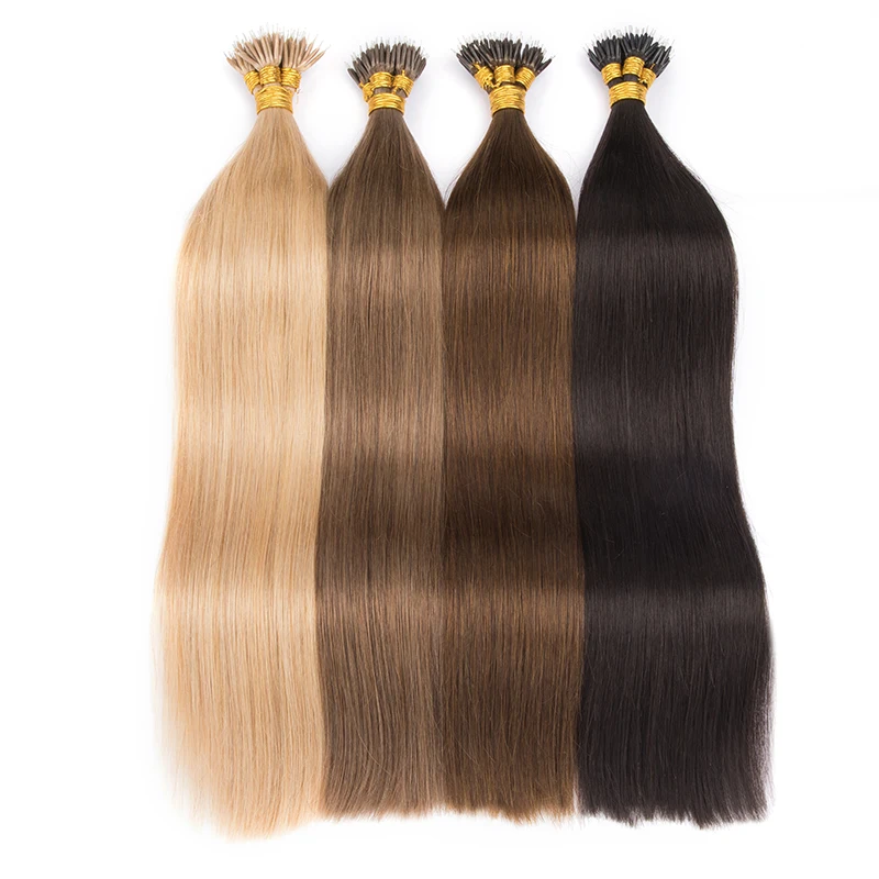 Human hair extensions Straight Natural Nano Rings Hair Extensions Platinum Micro Beads 100% Remy Human Hair 1g/Pc Pure Color Micro Link Extensions