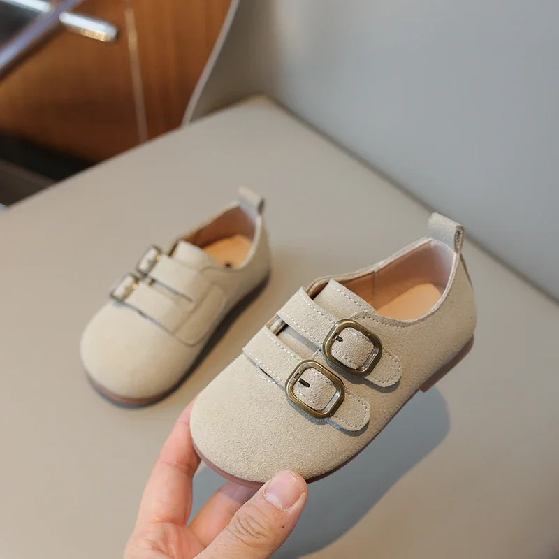 New Children's Leather Shoes Girls' Flat Shoes Fashion Spring Autumn Kids Boys Causal Mary Jane Solid Color Soft Bottom