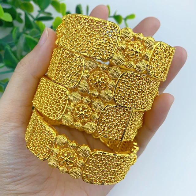ANIID Luxury African Charm 24k Gold Plated Bangles For Women Arabic Bridal Dubai Indian Bracelet Nigerian Wedding Jewelry Party 3