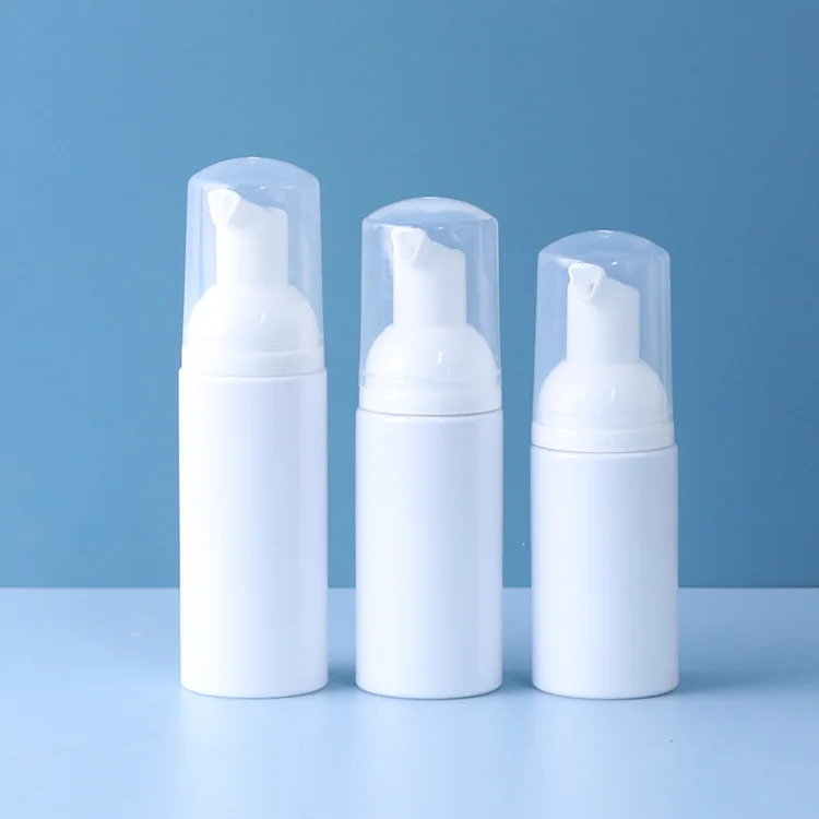 10PCSX 30ML 50ML 80ML Travel Refillable Facial Cleanser PET White Liquid Soap Foam Bottle with White Foamer Pump