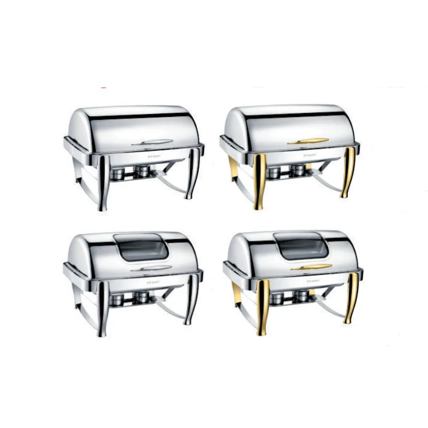 

YUDING Commercial Thickened Rectangular chafing dishes Full Flap Gold Plated Visible Self service Flap Stove Buffet Stove