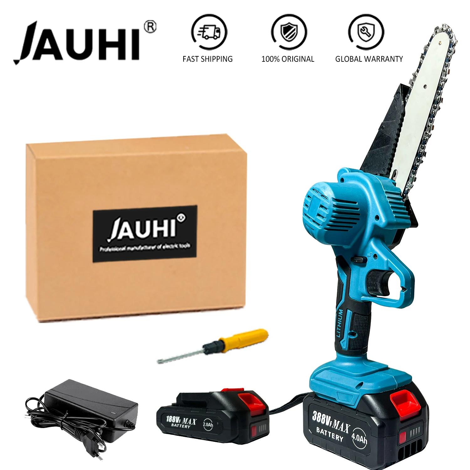 

JAUHI 3500W 6Inch Electric ChainSaw Rechargeable Saw 40000RPM Cordless Chain Saw Wood Power Tools For Makita 18V Battery
